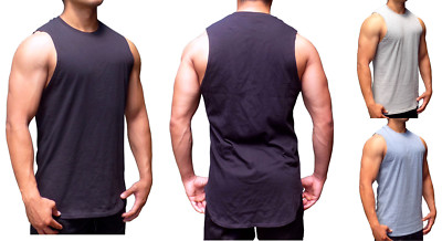 MENS SLEEVELESS TALL T-SHIRT TEE MUSCLE 
