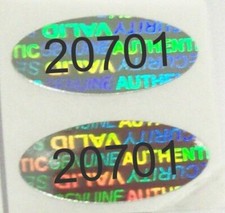 SVO-M 200 or 1000 SVAG Oval Matched Numbers TE Hologram Stickers