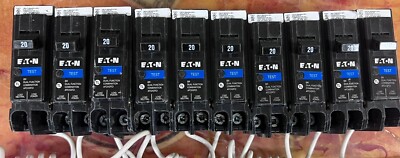 Lot Of 10  EATON BRN120DF SINGLE POLE 20AMPS DUAL FUNCTION NEW Open Box