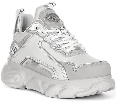 Buffalo Cld Chai Vegan Low Platform Womeans SneakersGrey Silver US