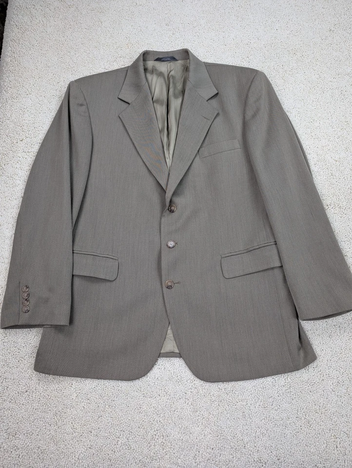 Traje Para Hombre 42R 34x28 Lana Tostada Haggar Vintage 2 Piezas Chaqueta Pantalones 3 Botones EE. UU. Foto 2 de 4