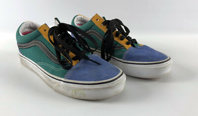Vans Old Skool Blue Suede Yellow Green Lace Up Shoes