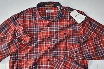 Tommy Bahama Shirt Tortola Sun Streak Plaid Teaberry Red LS New Medium M