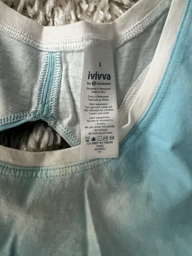 Ivivva Lululemon Light Blue Girls 8 Sleeveless Workout Top- Preowned - Picture 3 of 3