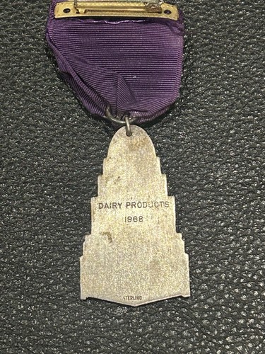 Vintage Sterling Silver medal badge award LA County Fair 1968 Dairy Products
