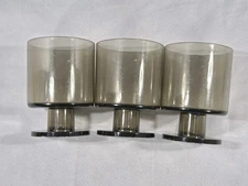 Georges Briard Smokey Gray Pedestal Glasses MCM 60s Set 3 Lucite Plastic