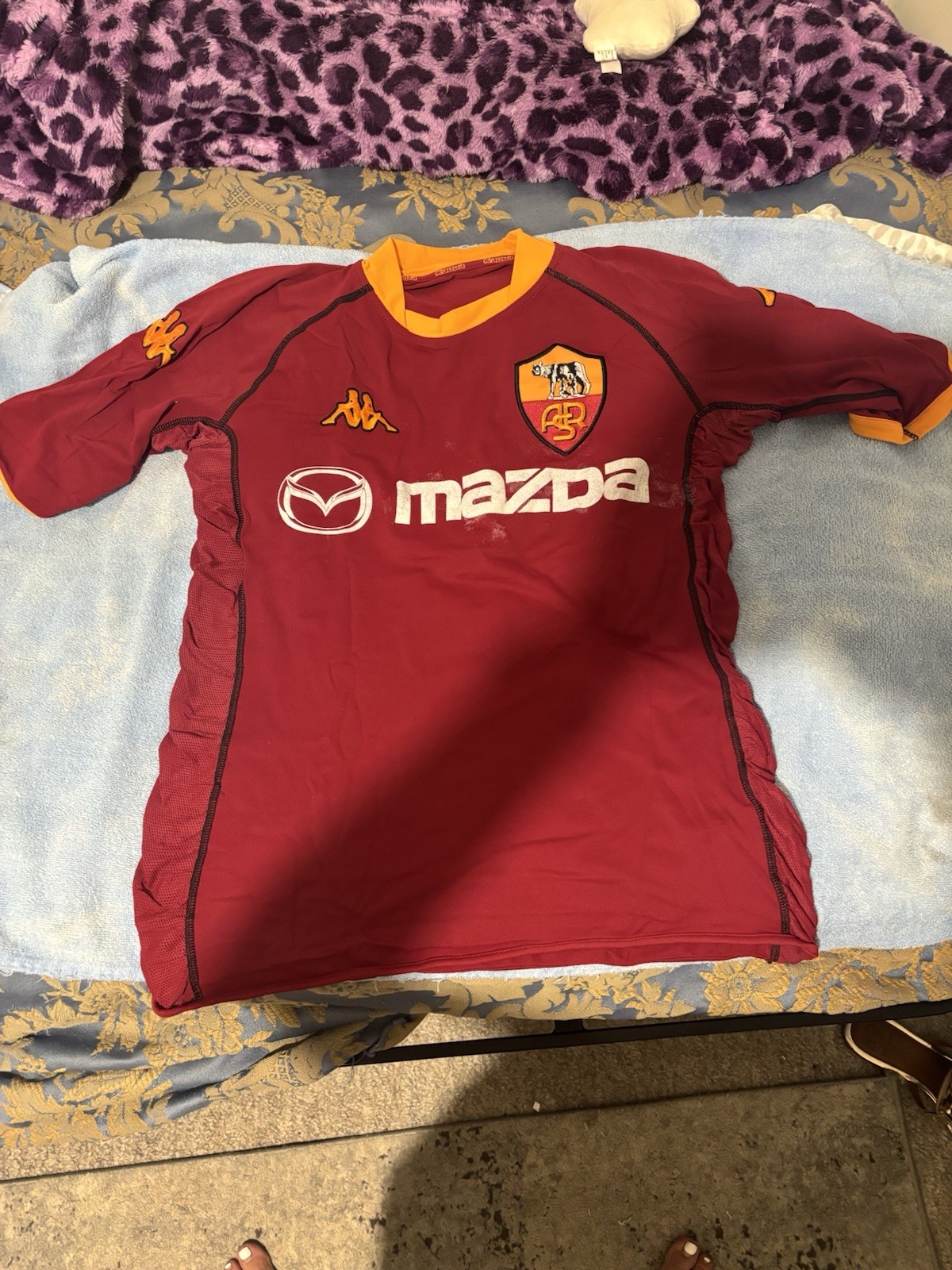 VTG Roma Totti Soccer Jersey Kit Mens L Red #10 Futbol Mazda 19x25