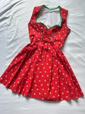 Vintage Dirndl Dress Trachten Oktoberfest Floral Orange Bavarian Tyrol EU 36-38