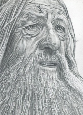LORD OF THE RINGS GANDALF IAN MCKELLEN ACEO SKETCH CARD BY RAC HARPER
