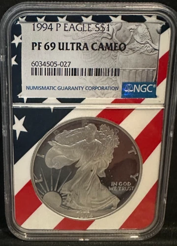1994-P Silver American Eagle PF69 ULTRA CAMEO Flag Core