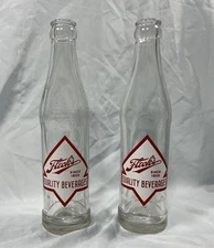 Vintage Fleck's Beverages Soda Bottle - Faribault Minnesota - Lot of 2
