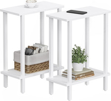 2 Mesas Blanca De Noche Muebles Para La Sala Cuartos Set Madera Con Enchufes USB