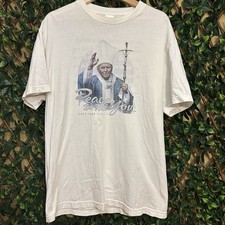 Vintage Pope John Paul II T-Shirt Men  s Size L Graphic Tee 90s