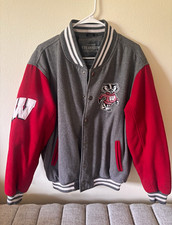 Colosseum Athletics Wisconsin Badgers Varsity Jacket M Gray Red White Licensed