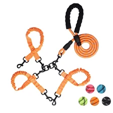 Multi - Dog Leash Set, Adjustable Reflective Nylon Leash with Elastic Bungees...