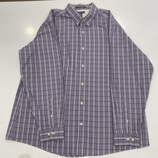 Eddie Bauer Wrinkle Free Classic Fit Shirt Men's 2XL Pruple Plaid Button Up