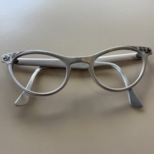 Occhiali da gatto vintage anni 50 art-craft alluminio - montature con intarsio floreale