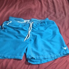 Beach Bros. Men's Swim Shorts Blue Drawstring Elastic Waist Back Pocket Lined L