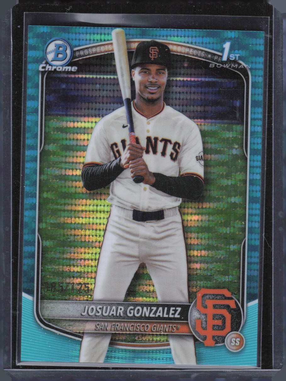 2025 Bowman Chrome #BCP-153 Josuar Gonzalez Prospects Aqua Pulsar #/125