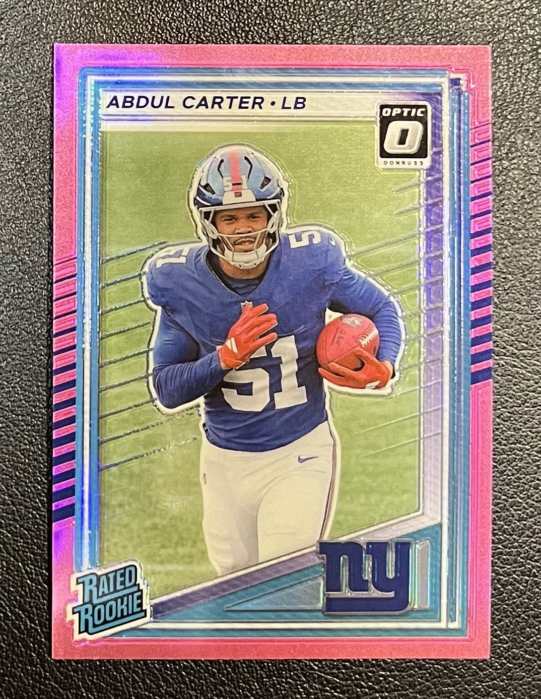 2025 Panini Donruss - Rated Rookie Abdul Carter #315 Optic Preview Pink Prizm RC