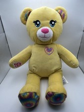 Build-A-Bear BAB Workshop Yellow Bear Tie Dye Feet  Ears Heart Plush 15  
