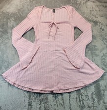 Floerns Women's Square Neck Ribbed Knit Sweaters Dress, Bell Sleeve Size M