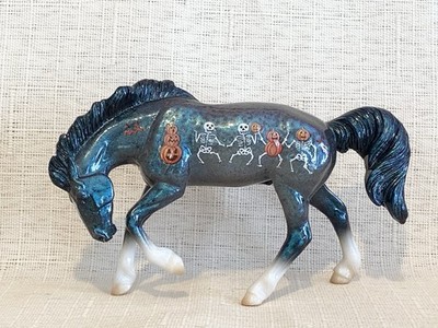 Custom CM Breyer Stablemate Rivet Mustang With A Spooky Halloween Design OOAK