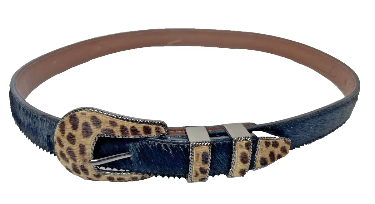 BB Simon Womens Leopard Calf Hair Belt With Heavy Gold Tone Hardware Calf Hair Belt - Leopard | Talbots main image 2