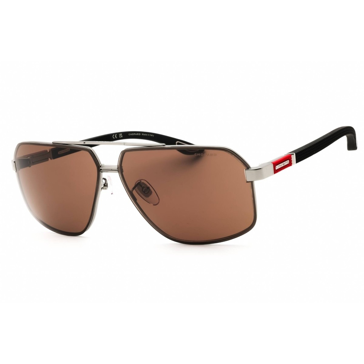 Chopard Men's Sunglasses Shiny Gunmetal Full Rim Rectangular Frame