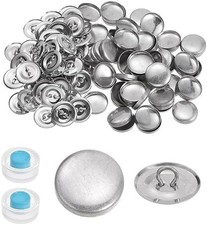 100 Sets Self Cover Button Kit 30L 0.75" 19mm with Wire Backs Aluminum Buttons