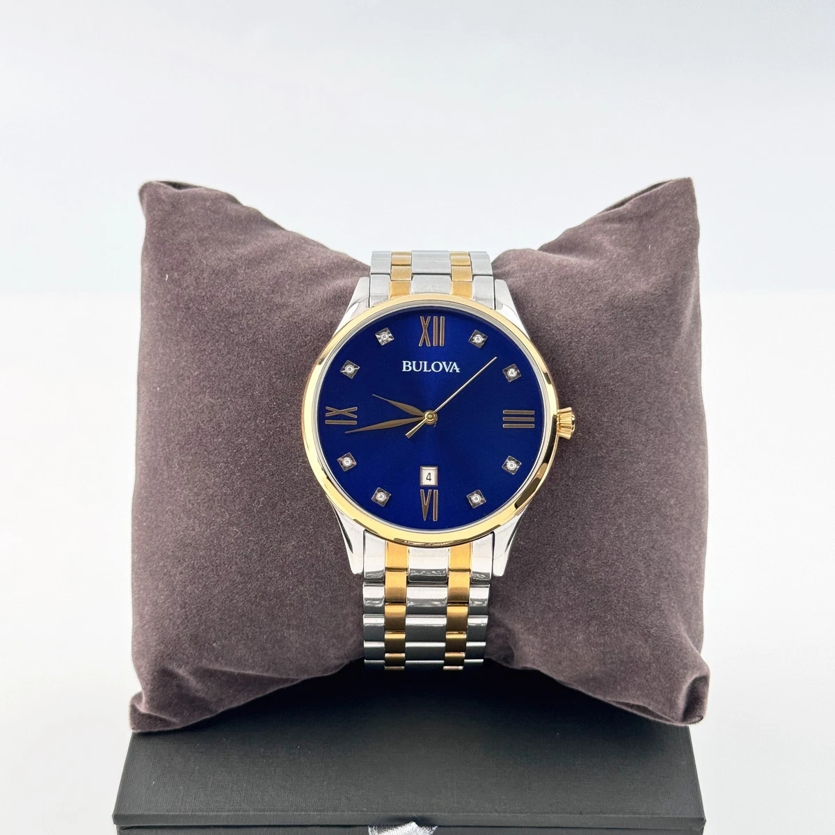 Bulova Women\'s Watch, $475 MSRP, Diamonds, Blue Dial/Bezel, Japan, 30mm 98P190 Bulova Quartz 30 m (3 ATM) Water Resistance Wristwatches | eBay main image 3