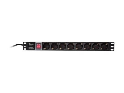 LogiLink PDU8C01 Basic 1U Aluminum Black 8 Outlet(s) AC Type F 19'' PDU 8-way