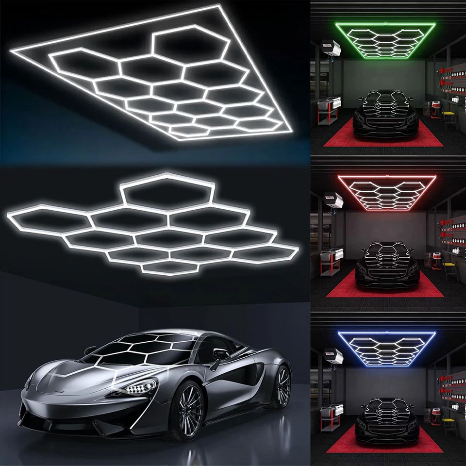 Detailing Car Luci Led Esagonale Nido d'Ape Hexagon Garage Auto, Moto, Officina - Imagen 3 de 4