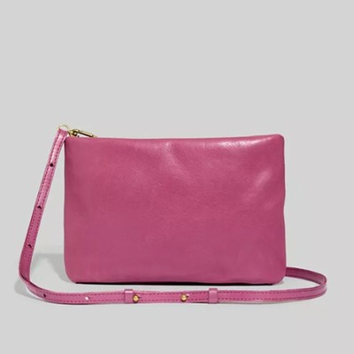 NWT MADEWELL The Puff Crossbody Bag Leather Purple