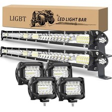 2Pcs 21 Inch 204W Slim LED Light Bar KITA 2PCS 21Inch Lights 4PCS Led Pods