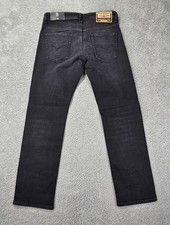 Diesel Markee Straight Jeans Men’s 33x32 Black Denim Stretch Dark Wash New $250