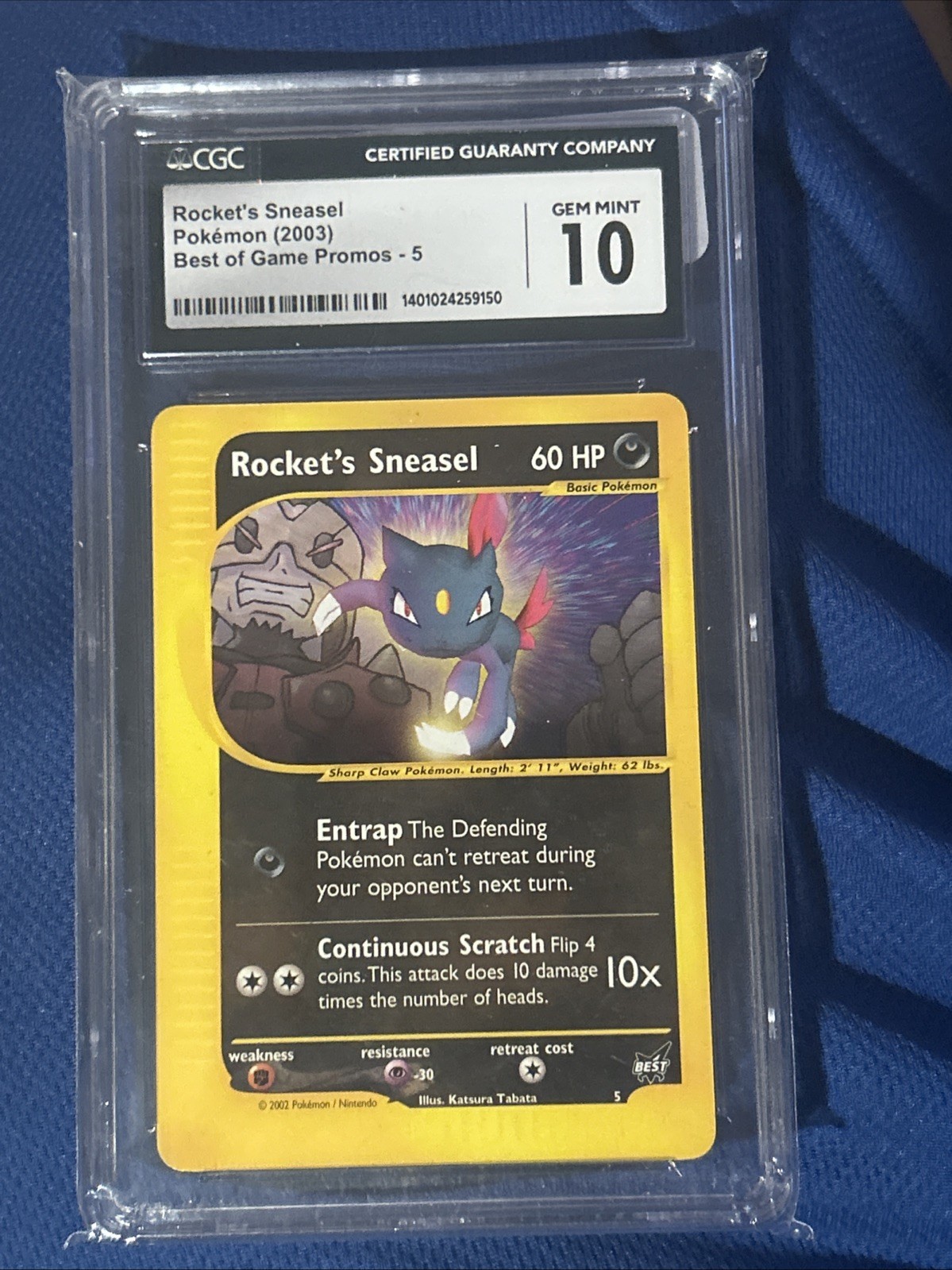 2003 Pokemon Best Of Game Promo Rocket's Sneasel #5 CGC 10 GEM MINT