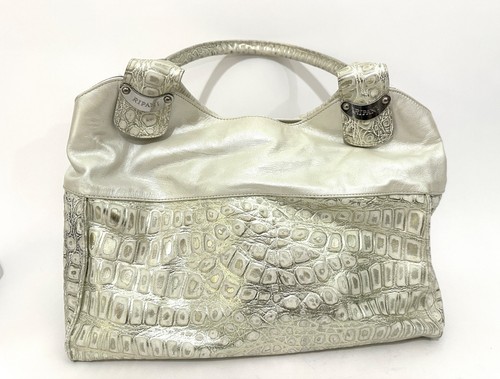 Vintage Ripani Italian Cream Metalic Crocodile embossed Leather Shoulder Bag, $40 - Photo 20