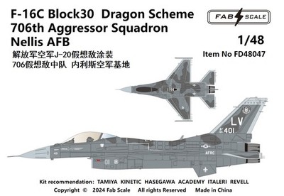 FAB FD48047 1/48 F-16C Block30 Dragon Scheme 706th Aggressor Squadron Nellis AFB