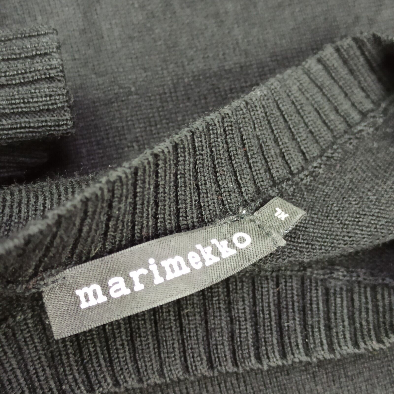 Marimekko 100% Wool Jumper Dress XL Black Knit Lo… - image 10