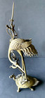 BIRD STANDING ON TORTOISE ANTIQUE BRONZE SCULPTURE STATUE 15" TALL — photo 1