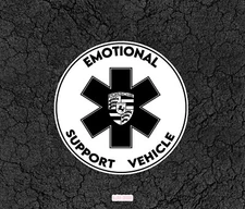 Porsche Emotional Support Vehicle - Car Sticker For Window, Bumper or Others