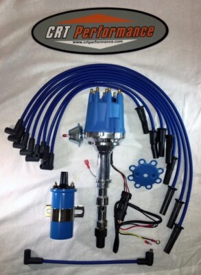 CADILLAC 472 500 Small Cap HEI Distributor + 45K Coil BLUE + 8MM USA Plug Wires