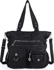 Angelkiss Purses and Handbag for Women Soft Leather Hobo Bags Satchel Black1