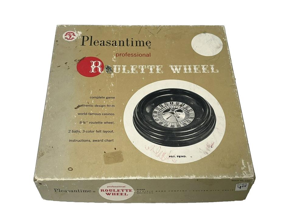 VTG 1958 Pleasantime Professional Roulette Wheel Game ,1 Ball, Felt