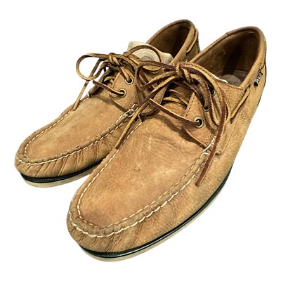 POLO RALPH LAUREN Men's 11 D Bienne Tumbled Leather Boat Shoe Tan