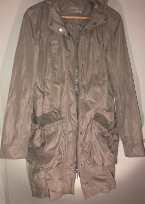 Esprit Damen Regenmantel Kapuze mit Kordelzug Gr. 42 beige + Geschenke + Tasche