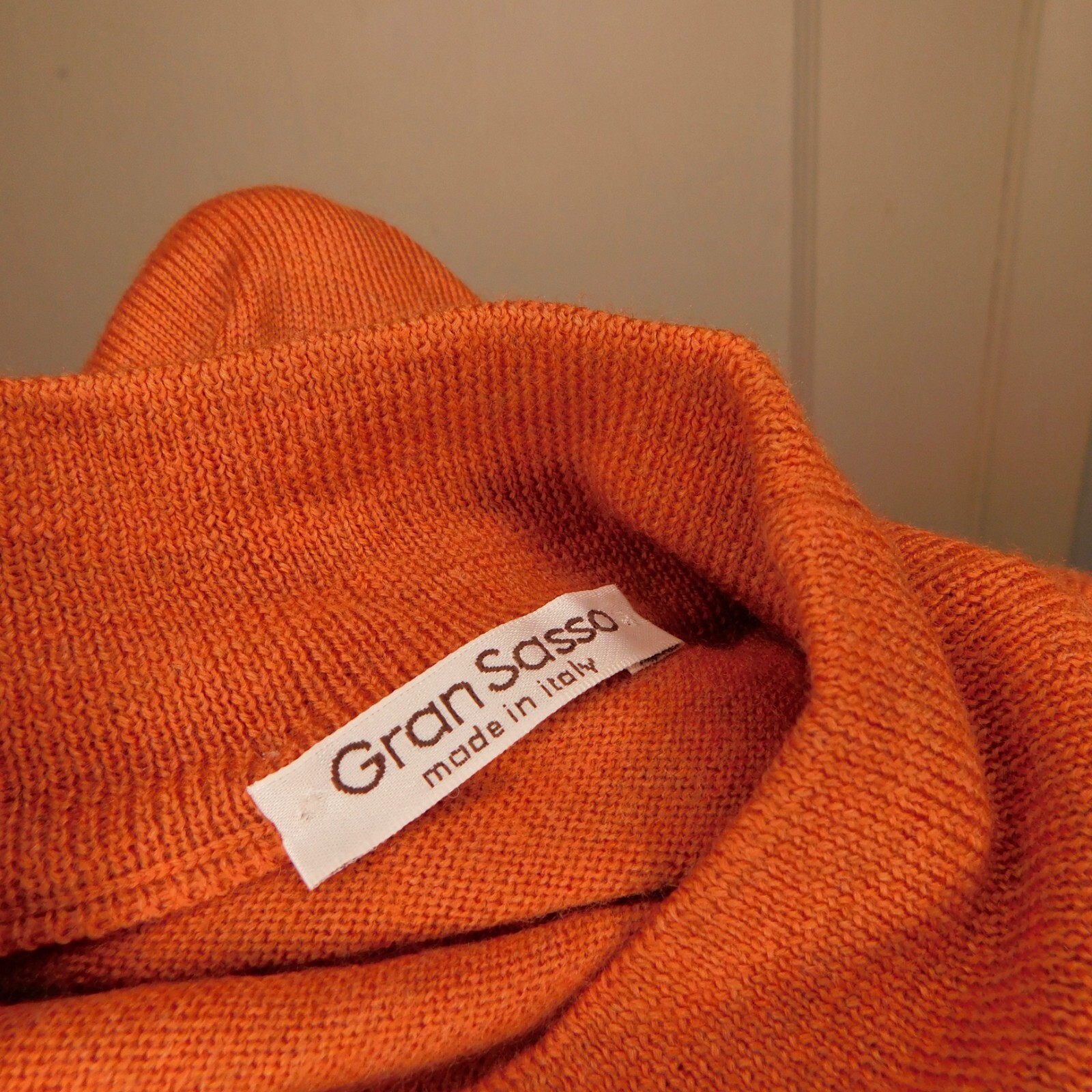 Gran Sasso Mens Sz IT 58 XL XXL Wool Mockneck Sweater Orange Pullover