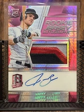 JAKE BAUERS 2019 SPECTRA DUAL JERSEY AUTOGRAPH AUT0 ROOKIE PATCH PINK PRIZM /49!