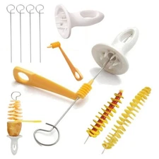 Spiral Potato Cutter with 4 Stainless Steel Sticks Manual Twisted Potato Slicer